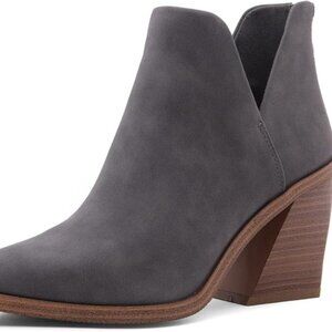 Shoe Land Mingo Women's Gray Ankle Booties Chunky Stack Heels Size 8